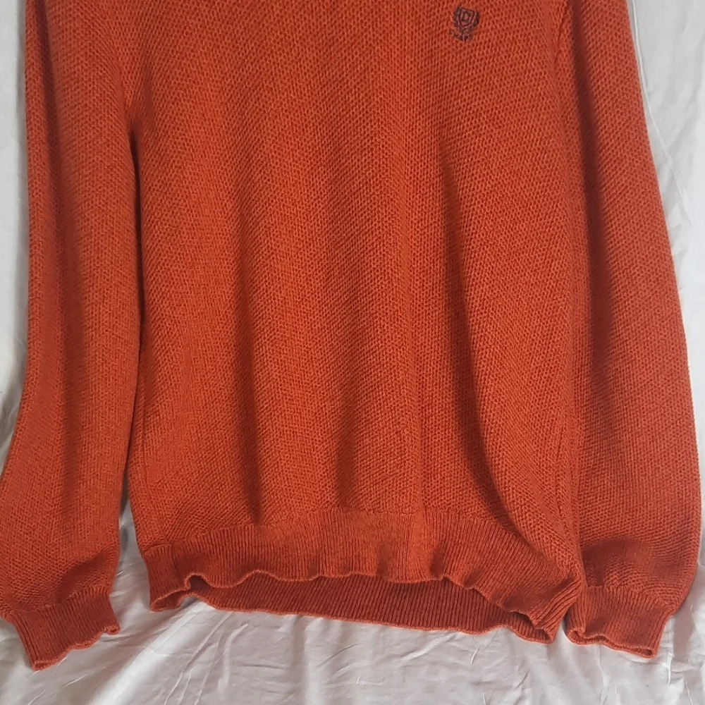 Chaps Mens Pullover 100% Cotton Sweater XL Orange Long Sleeve Textured